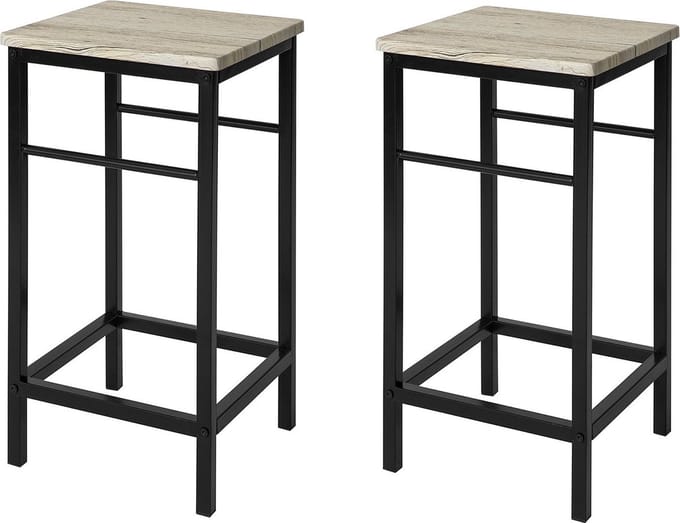Mara Barkruk - Barstoel - Set van 2 - Met voetensteun - Beige - MDF - 32 x 32 x 57 cm