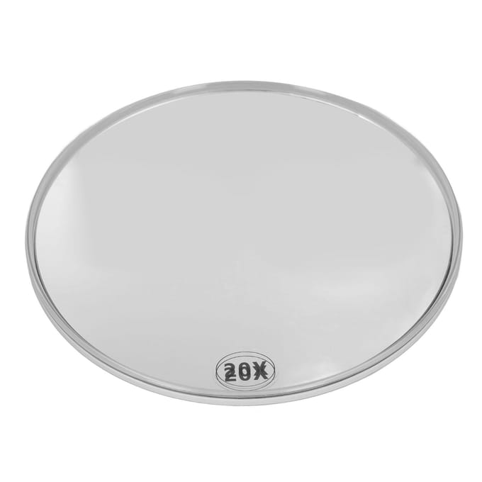 Miroir grossissant x20 avec 3 ventouses, compact, portable, rond, puissant, pour maquillage blanc