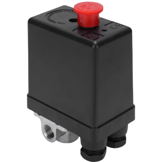 Interrupteur de Pression pour Compresseur d'Air 90PSI  120PSI 4 Ports 240V 20A Valve d'Interrupteur de Contrôle de Pression