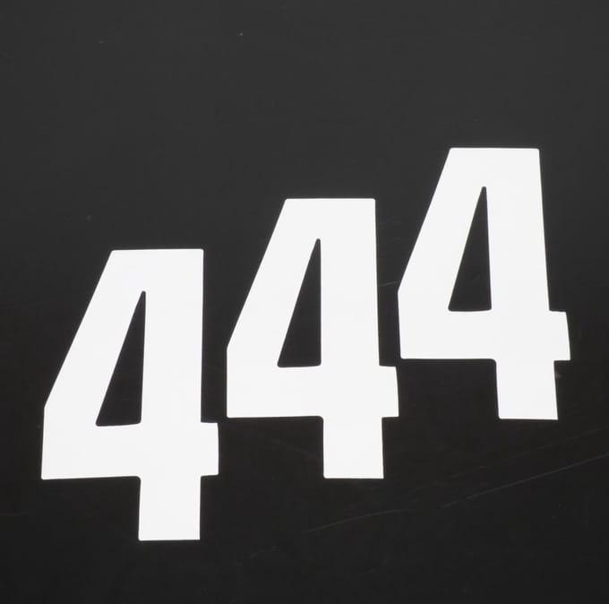 3 sticker startnummer vier 4 wit Blackbird 130x70 voor motorcross