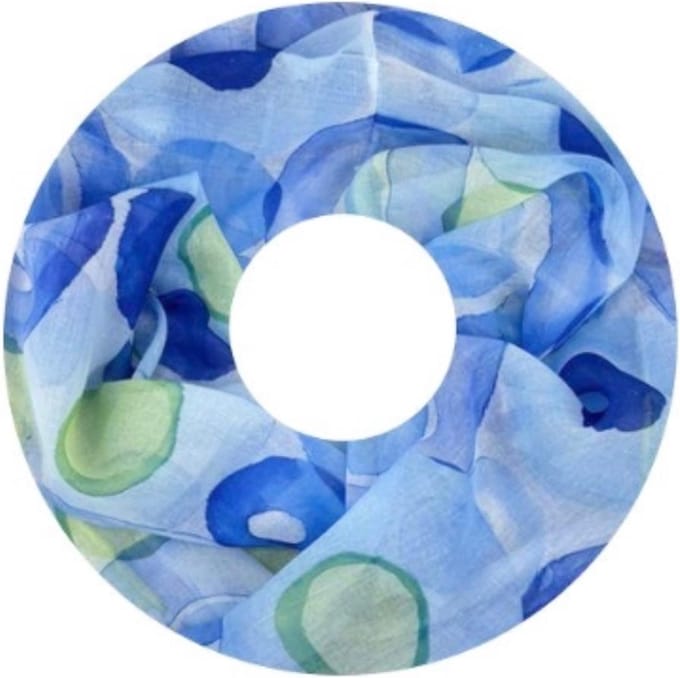 Dunne Colsjaal - Print - Blauw/Ecru - 80 x 50 cm (20256#)