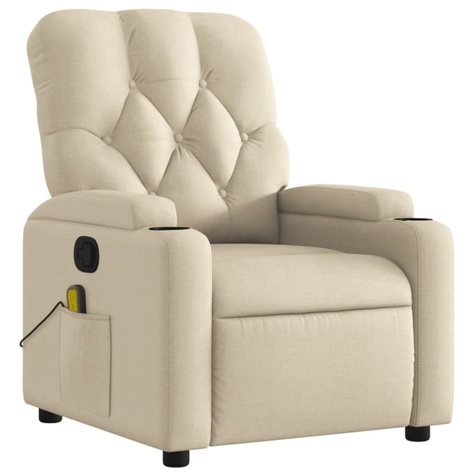 vidaXL - Massagestoel - met - crèmekleurige - stof