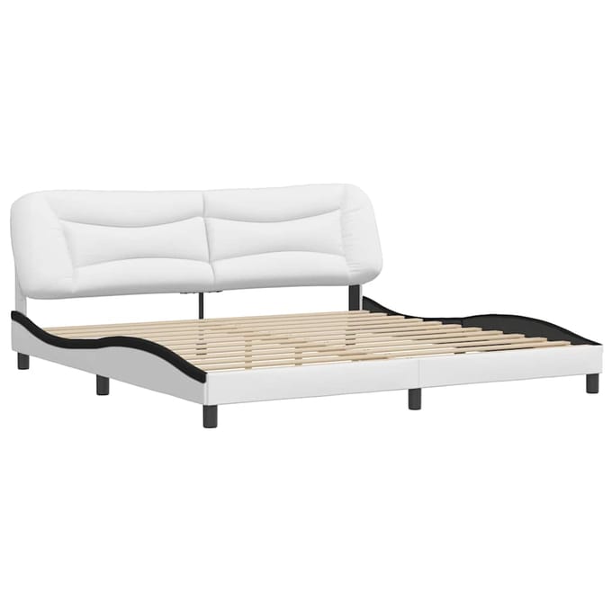 vidaXL - Bedframe - zonder - matras - "Hvar" - kunstleer - wit - en - zwart - 200x200 - cm