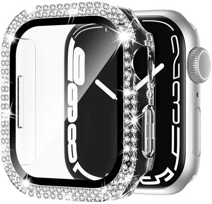 MY PROTECT - Diamond Hoesje Geschikt Voor Apple Watch 46 Series 10 Bescherm Case & Screenprotector - Transparant