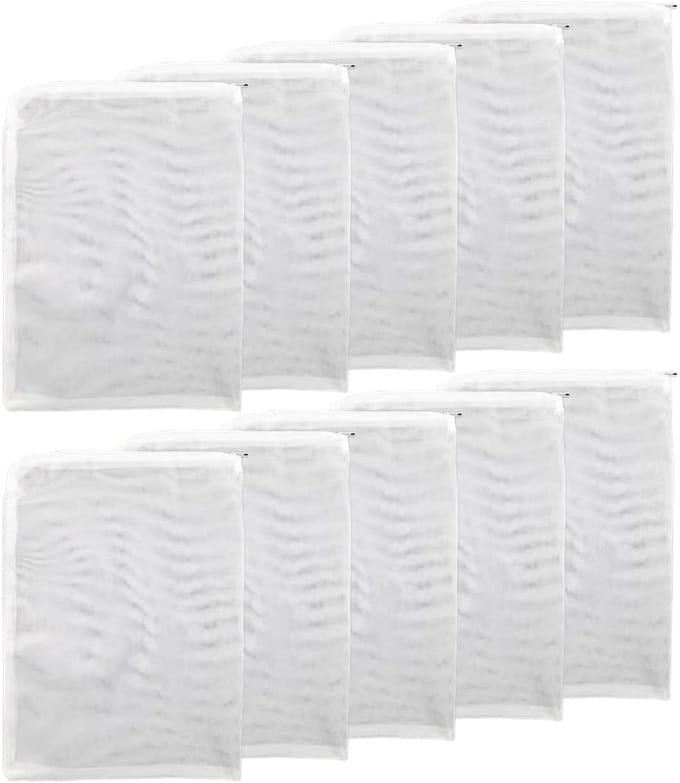 Herbruikbare netfilterzakken van nylon met ritssluiting - 10 stuks voor hars- en koolfilters (15 x 20 cm)