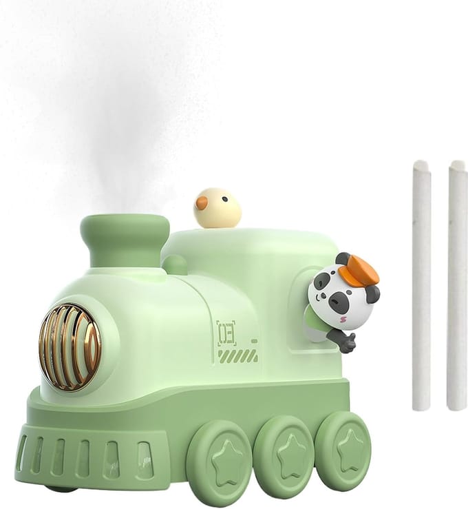 Luchtbevochtiger Kinderkamer - Koude Mist - Rustige Slaap - Stille Werking - 300ml Capaciteit - Panda Trein