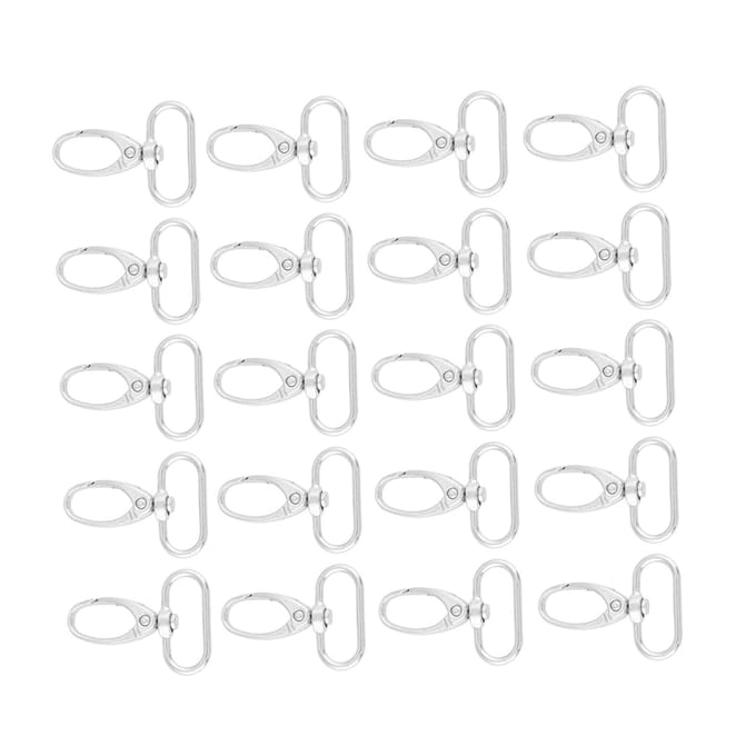 20 stuks zinklegering tas sluitingen draaibare karabijnhaken sleutelhanger sleutelring haken (25 mm) white
