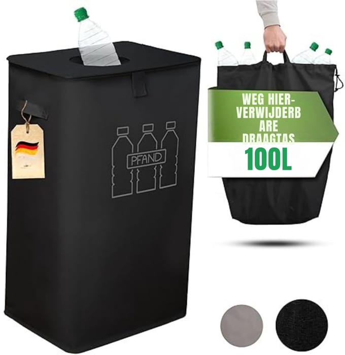 MMP® Statiegeld Container - Container - Vuilnisbak - 100 liter - 41x33x70cm - Zwart
