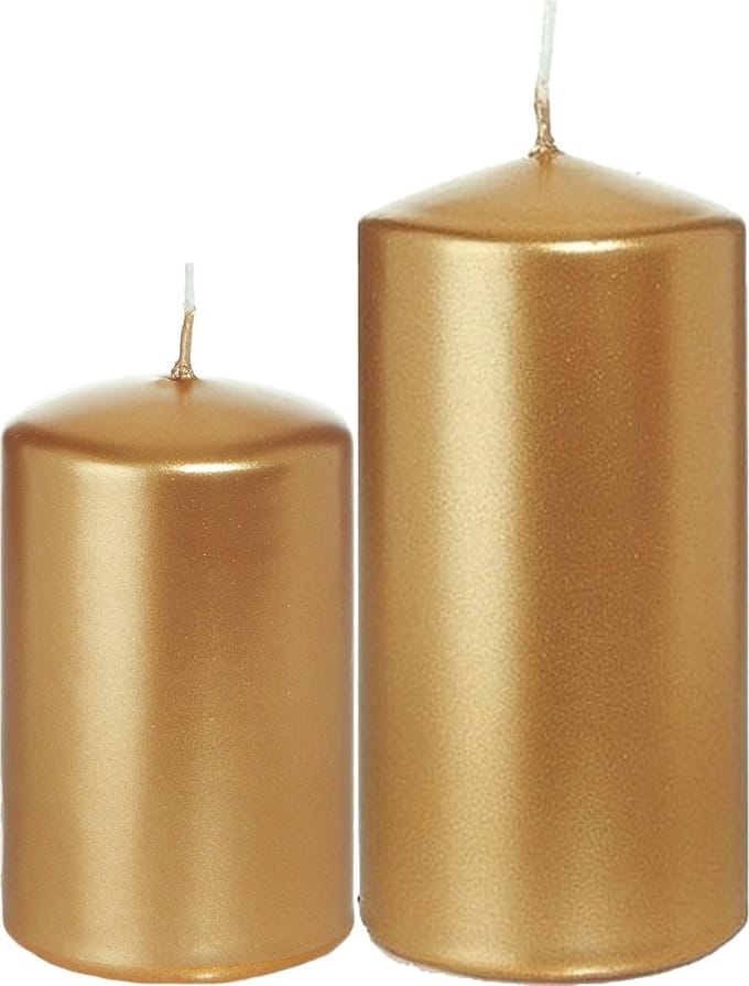 Trend Candles - Cilinder Stompkaarsen set 2x stuks goud 8 en 12 cm