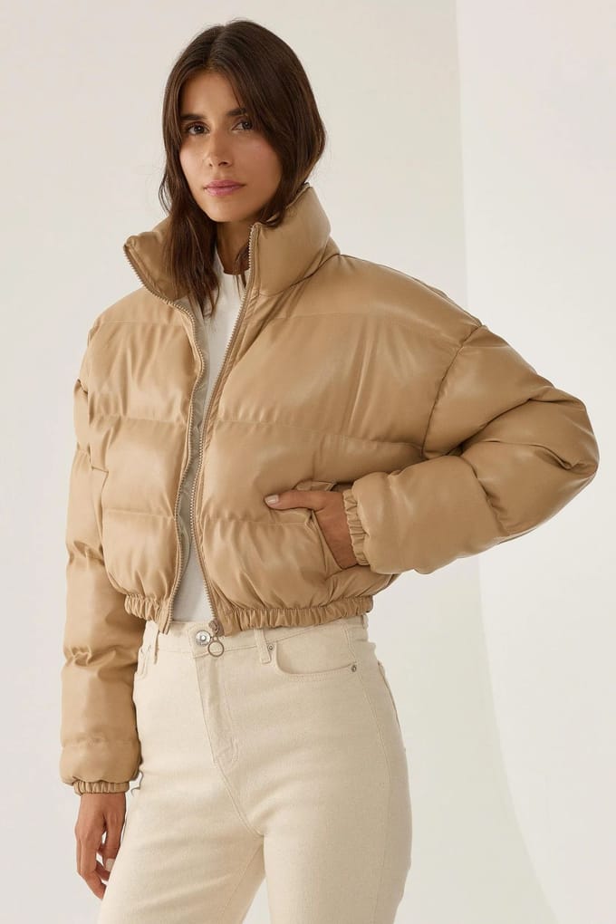 Faux leren pufferjas