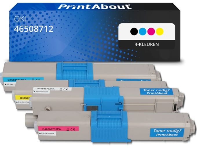 PrintAbout huismerk Toner 46508712 4-kleuren Multipack Geschikt voor OKI