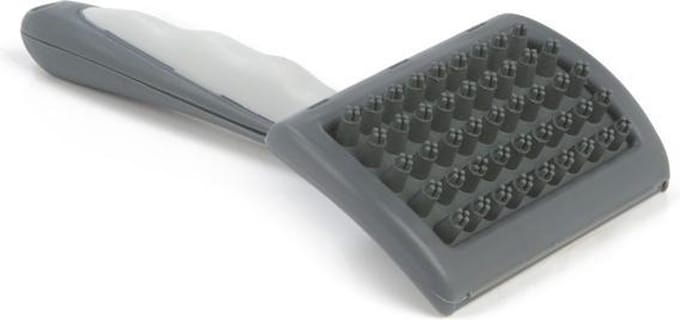 Deluxe massageborstel met Soft grip, klein. Grijs.