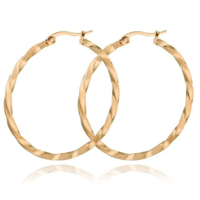 Dames Oorbellen Ringen Goudkleurig Gedraaid Edelstaal - 40mm