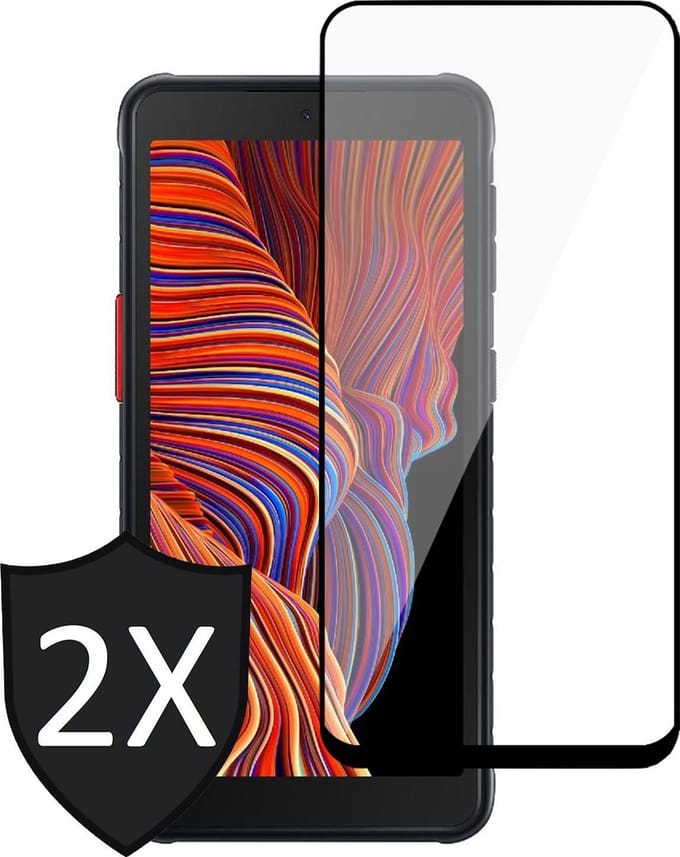 Screenprotector geschikt voor Samsung Galaxy Xcover 5 - Glas Full Screen Protector - 2 Stuks