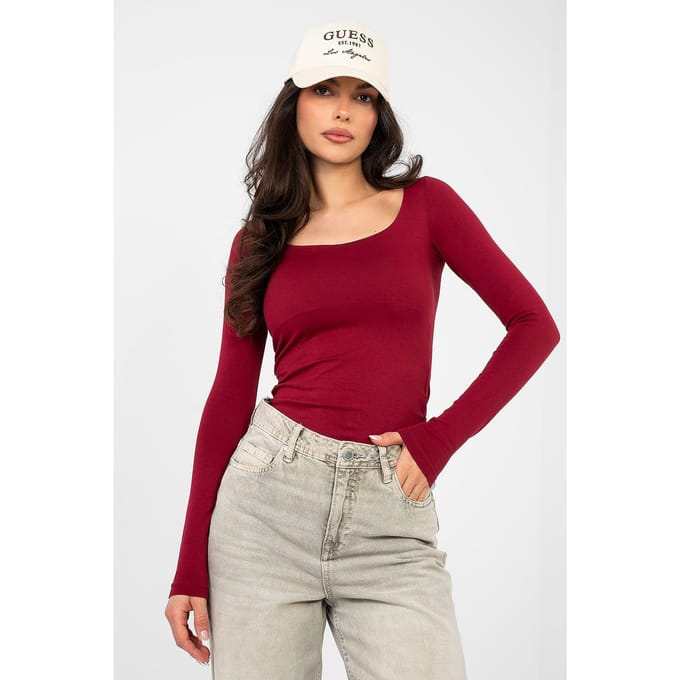Luna Square Top - Donkerrood / S/M