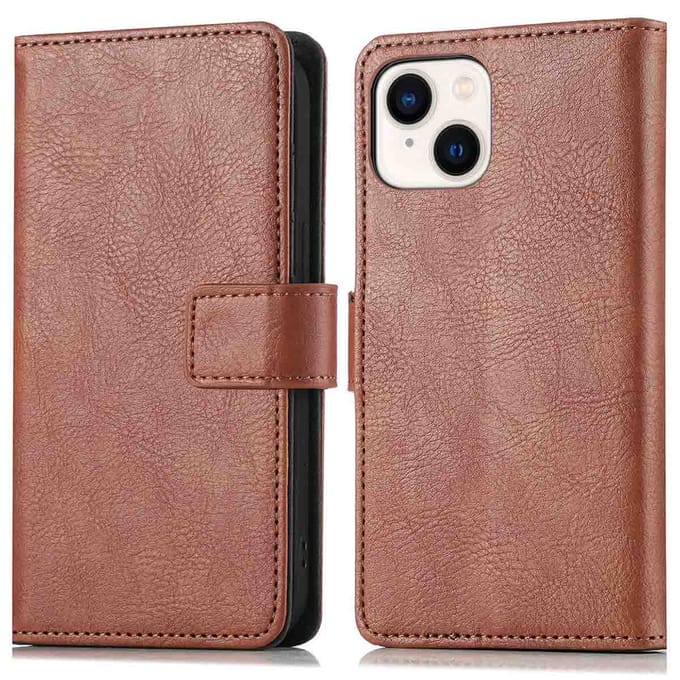 imoshion Hoesje - Geschikt voor Apple iPhone 14 / 13 - Luxe Bookcase - Bruin