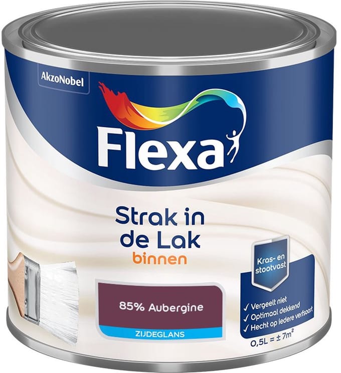 Flexa - Strak In De Lak Binnenlak Zijdeglans - 85% Aubergine - Mengverf - 500 Ml