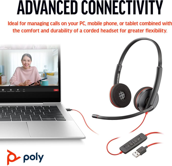 HP Poly Blackwire 3220 Stereo USB-C Headset (Bulk)