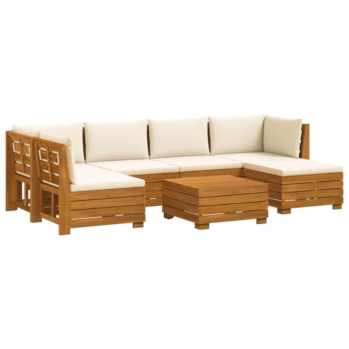 vidaXL - 7 - st - Buiten - bank - set - Massief - Acacia - Hout - Bruin