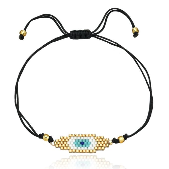 Dames Armband met Evil Eye van Miyuki Kralen - Light