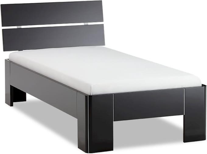 B Bright Fresh 400 Bed met Hoofdbord 90x210cm - Bedframe Zwart - Eenpersoonsbedden - Instaphoogte: 40cm