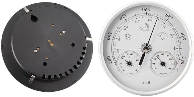 Weerinstrument 3-in-1 - Weermeter Huis - Weer Monitoren - Aluminium Constructie - 130 Mm Diameter - Zilver Wit