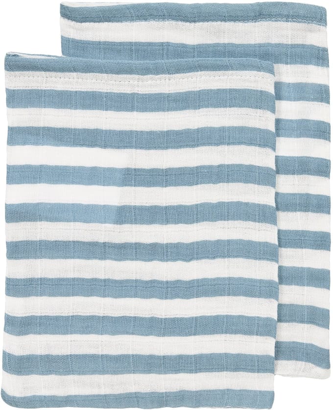 Hydrofiele doeken pre-washed Fat Stripe Jeans Blue 20x17cm - 2-pack
