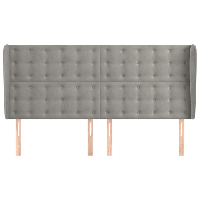 vidaXL - Hoofdbord - met - randen - 203x23x118/128 - cm - fluweel - lichtgrijs