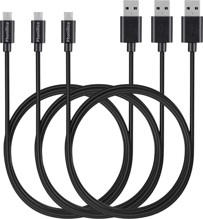 3x Micro USB naar USB A Kabel Zwart - 1 meter - Oplaadkabel voor Samsung Galaxy NOTE 3 LITE / NOTE 2 / NOTE 1