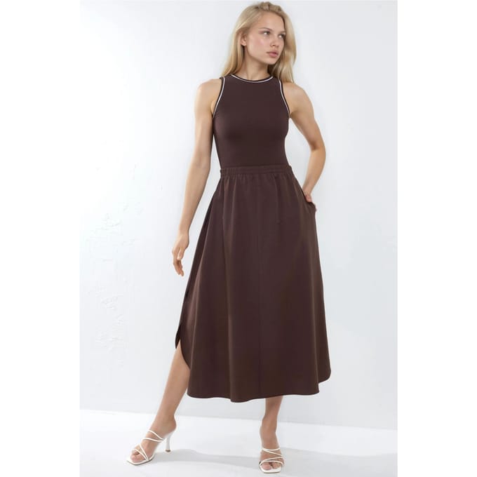 Mouwloze Midi-jurk met Ronde Hals