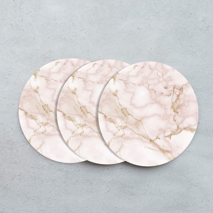 GR onderzetters voor glazen - Marmer Roze - Vinyl - 6st