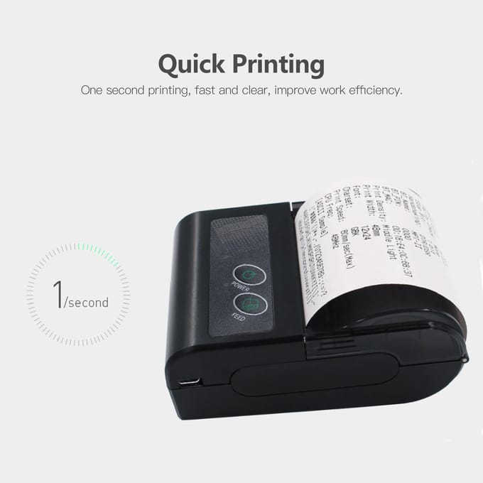 Mini-imprimante thermique Portable sans fil pour reçus d'étiquettes, USB BT Aibecy 58HB6 noir