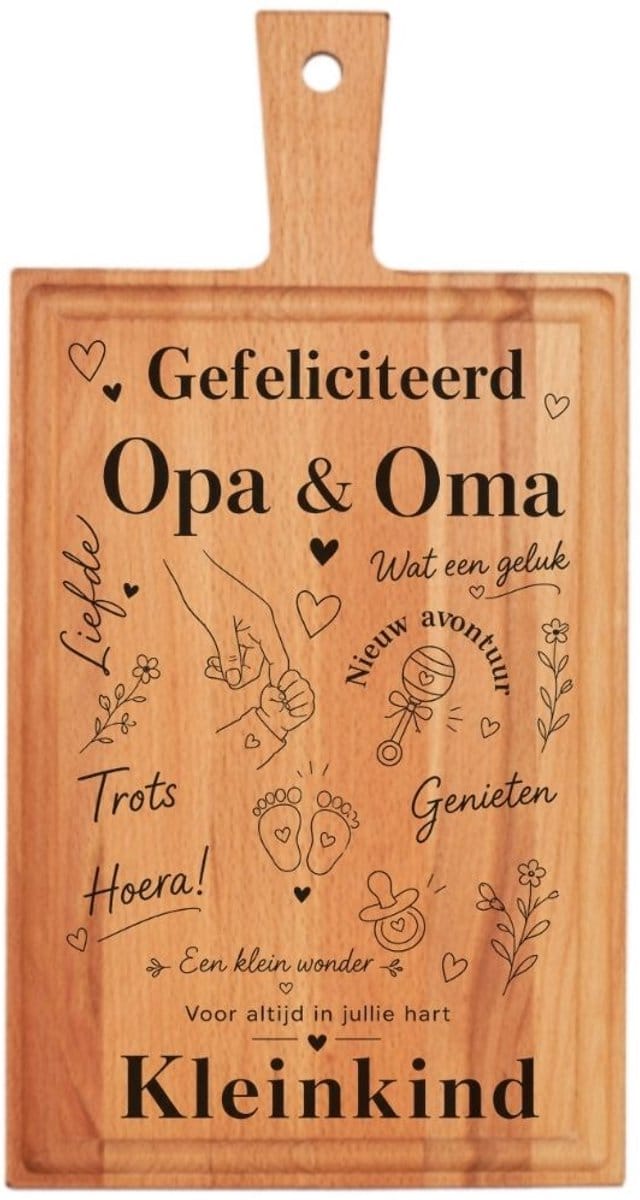 JM Woods | Opa & Oma Borrelplank | 38 x 20 cm | Beukenhout