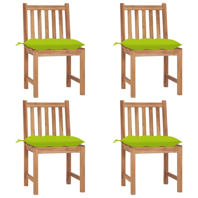 vidaXL - Tuinstoelen - 4 - st - met - kussens - massief - teakhout