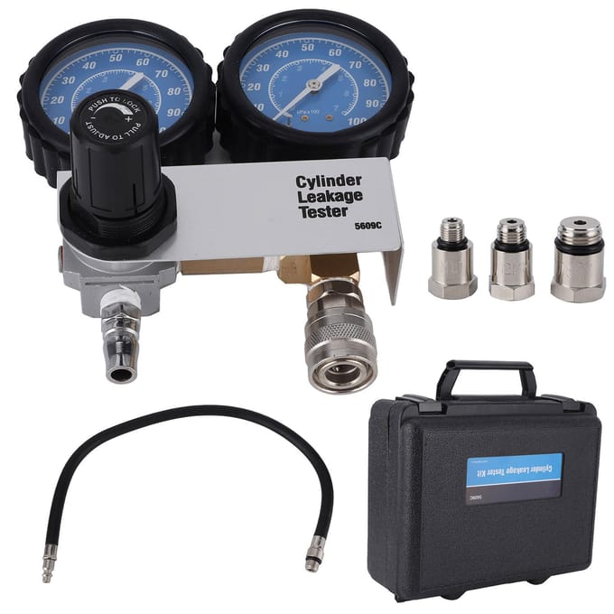 Professionele Cilinder Lektester Detector Kit Dubbele Manometer met 3 stuks Adapter Motor Diagnose black