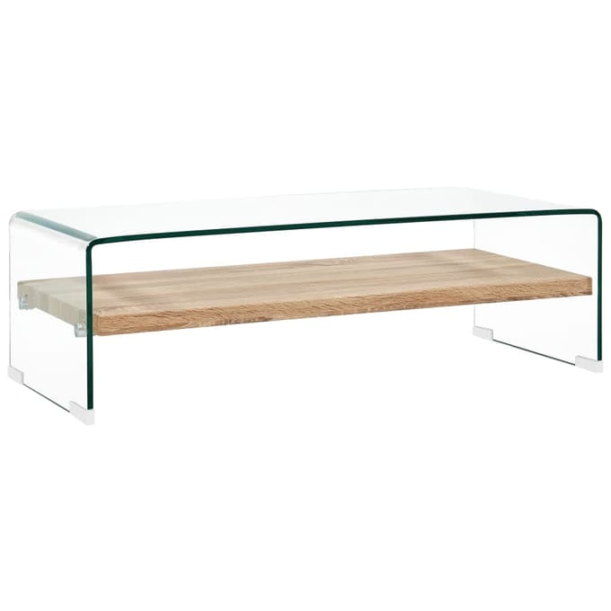 vidaXL - Salontafel - 98x45x31 - cm - gehard - glas - transparant