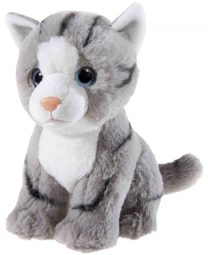 Heunec knuffel kat grijs 22cm speelgoed pluche kat.