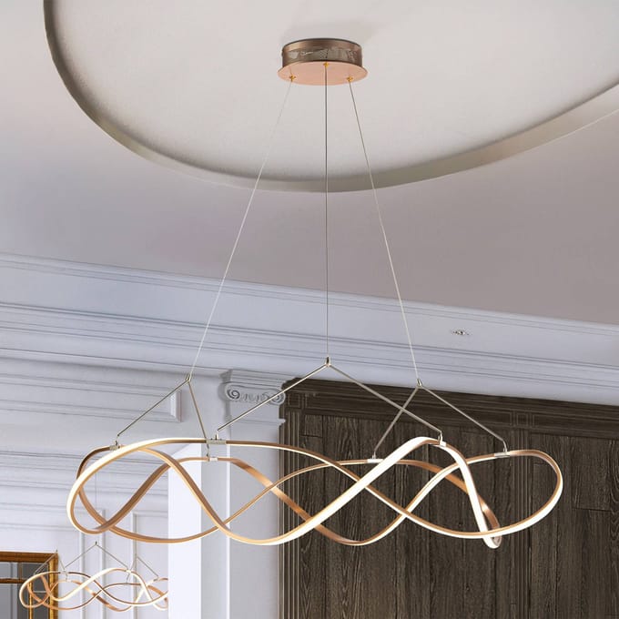Schuller Valencia LED hanglamp Molly, dimbaar, Ø 110 cm, roségoud