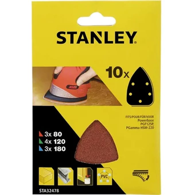 Stanley Schuurpad Quick Fit - K80/120/180 - Rood - 10 Stuks
