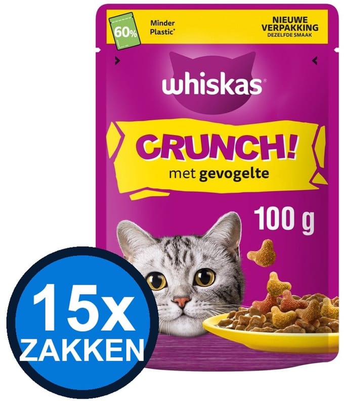15x Whiskas - Crunch - Kattenvoer Snacks - 100 g