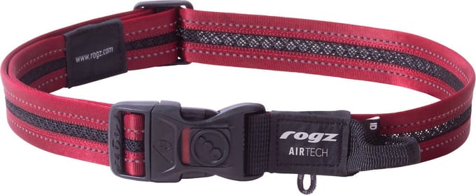 Rogz Air Tech Halsband Zwart&Donkerrood - Hondenhalsband - Xl 43-70 Cm