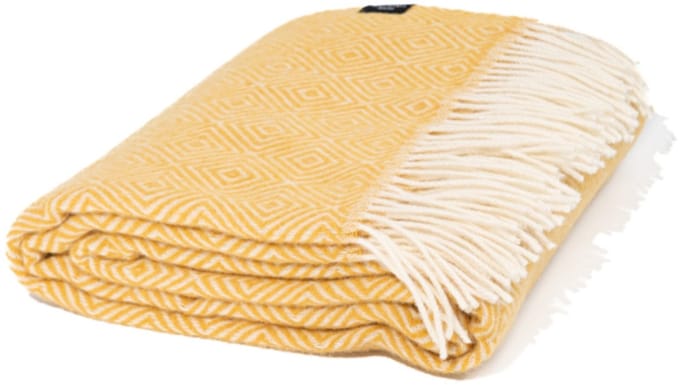 WOOOL Plaid - Diamond (Geel) - 140x200cm - 100% Wol
