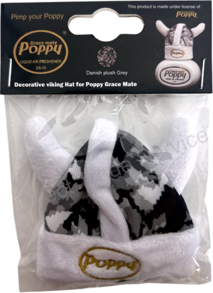 POPPY GRACE MATE® Deense pluche viking mutsje Grijs