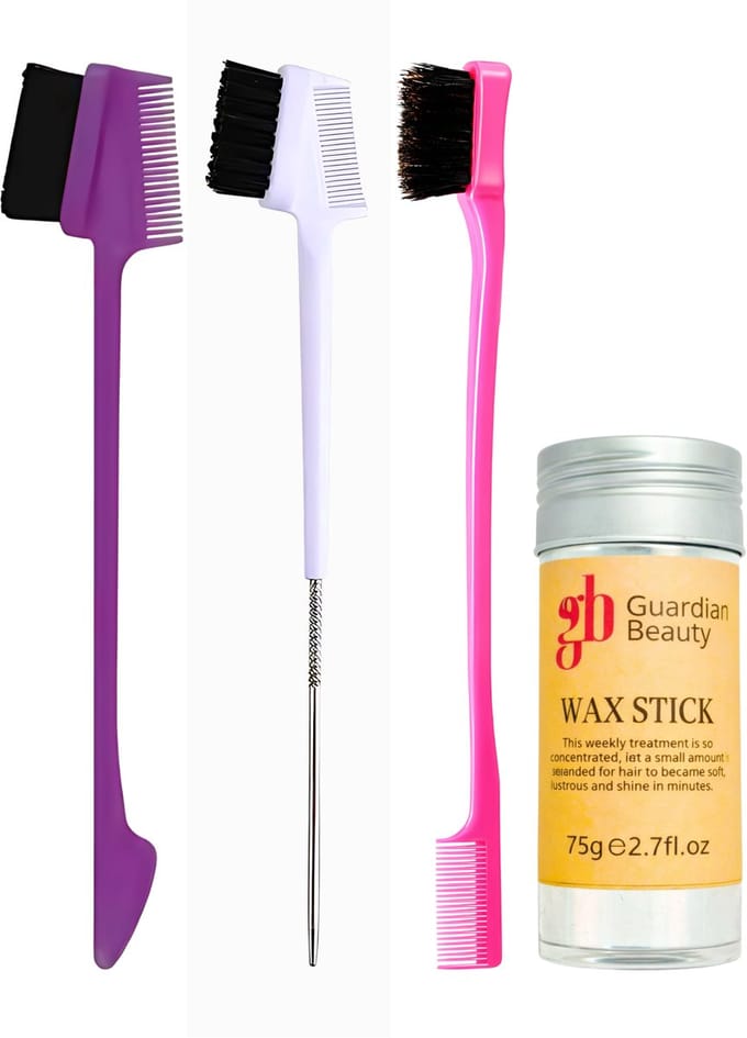 Guardian Beauty Edge Control Borstel en Kamset + Waxstick - Haarstylingtools voor Randjes en Gladstrijken