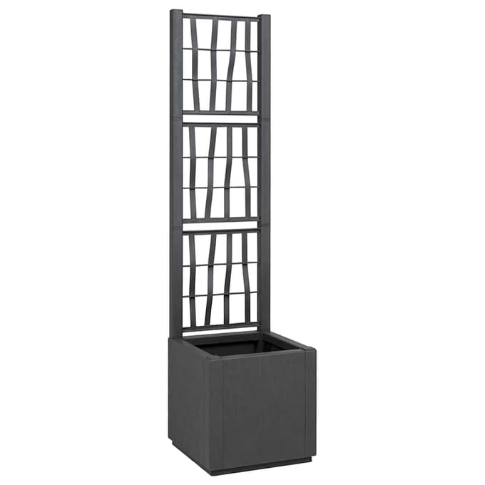 vidaXL - Tuinplanter - met - Trellis - Donkergrijs - 36 - x - 36 - x - 140 - cm - PP