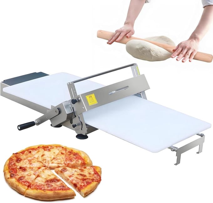 Deeg Uitrolmachine - Croissantmaker - Bakken Thuis - Instelbare Dikte - 0-25 Mm - Zilver