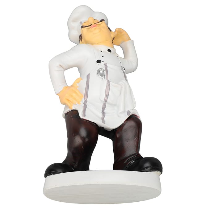 Franse Kok Figuur 30x14x11cm Hars Grappig Kok Sculptuur Keuken Restaurant Decor white