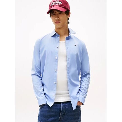 Tommy Hilfiger Tommy Jeans heren slanke pasvorm poplin overhemd - LAVENDER LUSTRE - XXS