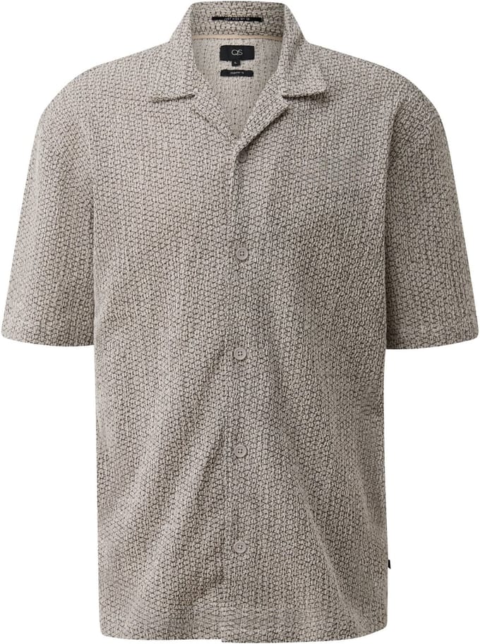 Gestreepte katoenen textuur blouse met boheemse kraag QS
