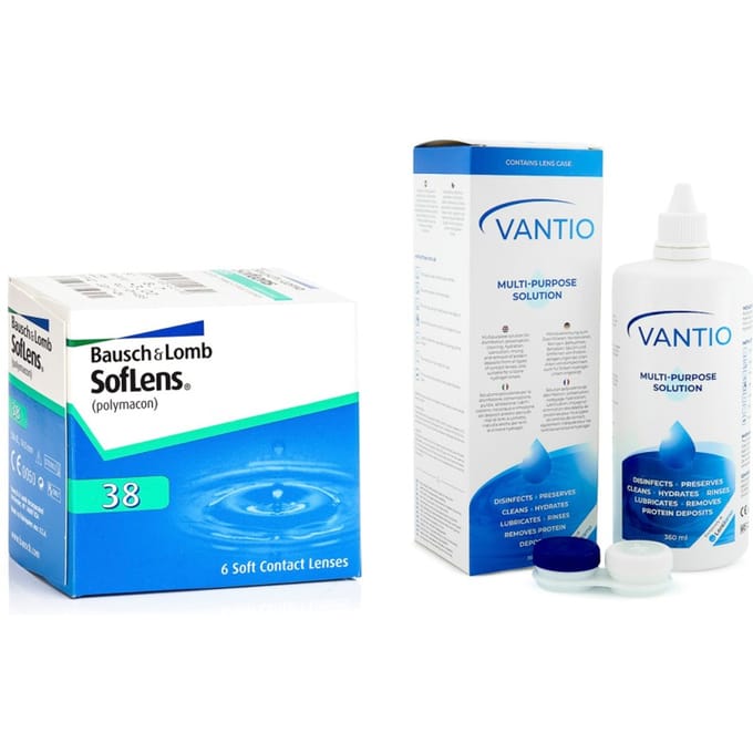 SofLens 38 (6 lenzen) + Vantio Multi-Purpose 360 ml met lenzendoosje